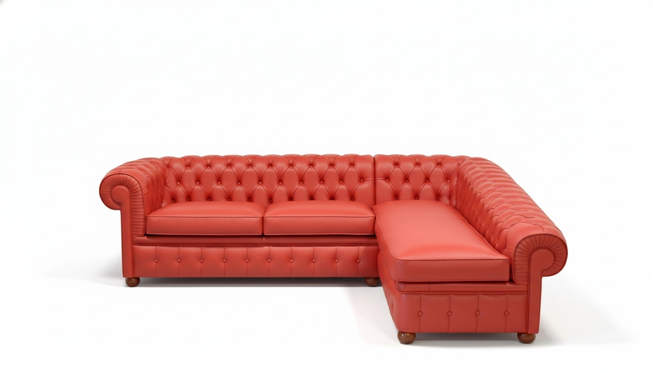 Design Chesterfield Ecksofa Eckcouch Loungesofa Couch Red Leder