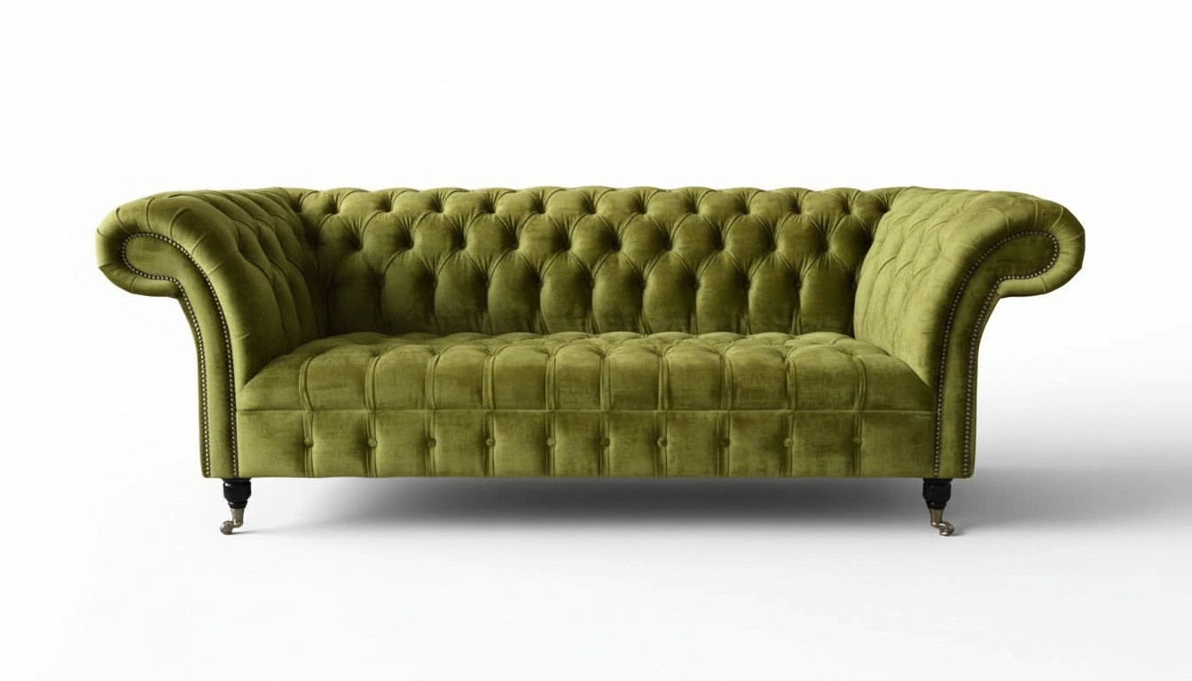 Design Chesterfield Sofa 3 Sitzer Grün Couch Polster Sofas Wohnzimmer