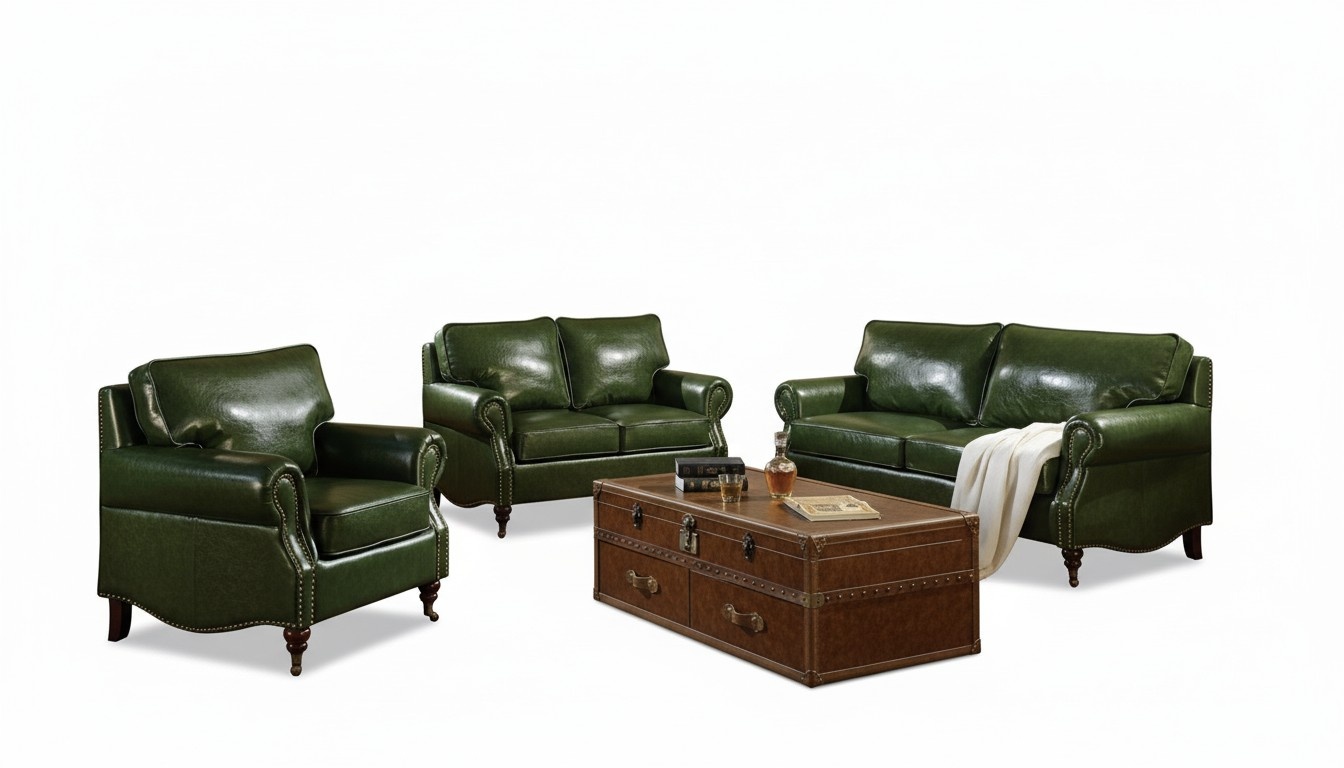 Design Chesterfield Sofagarnitur 3+2+1 Couch Leder Couch Polster