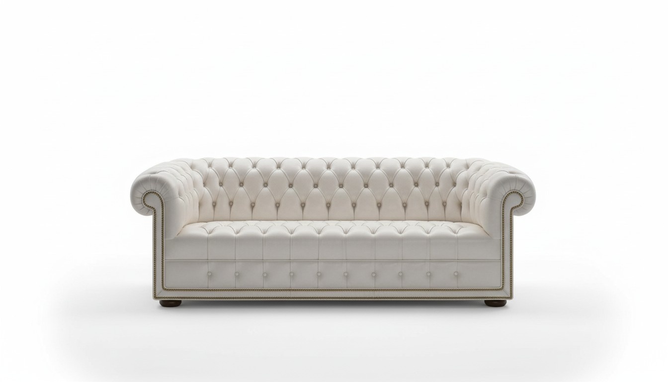 Design Chesterfield Sofagarnitur 3 Sitzer Leder Couch Blau Polster
