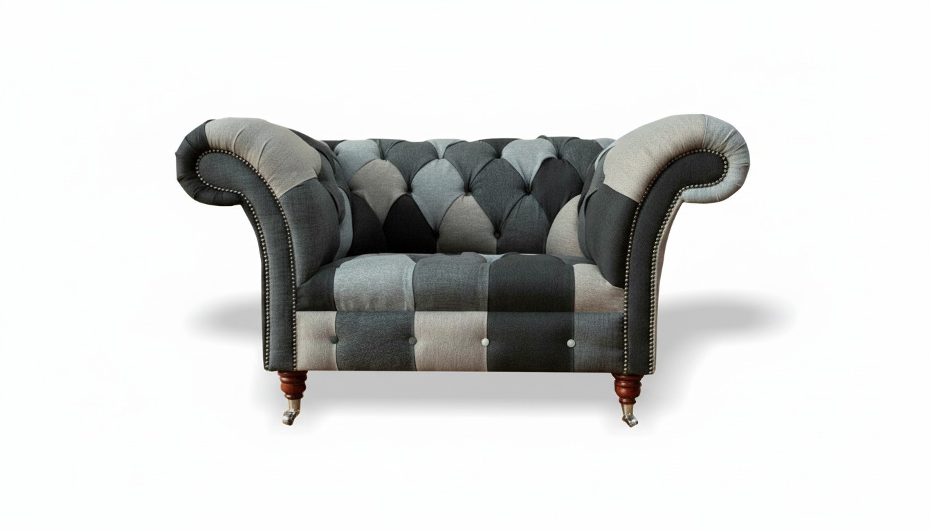 Design Chesterfield Stoff Couch Sessel 1.5 Sitzer Polster Sofas Lounge