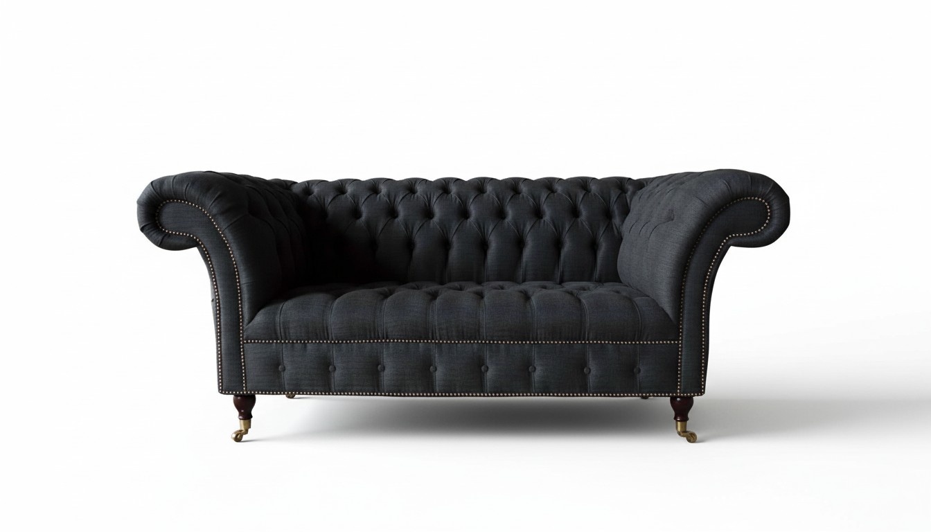 Design Chesterfield Stoff Couch Sofa 2 Sitzer Polster Textil Stoff Neu