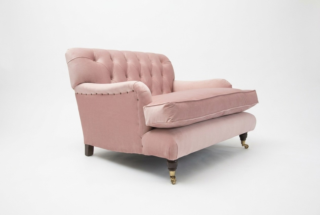 Design Chesterfield Stoff Sessel 1.5 Sitzer Polster Sofas Lounge Neu Club Rosa