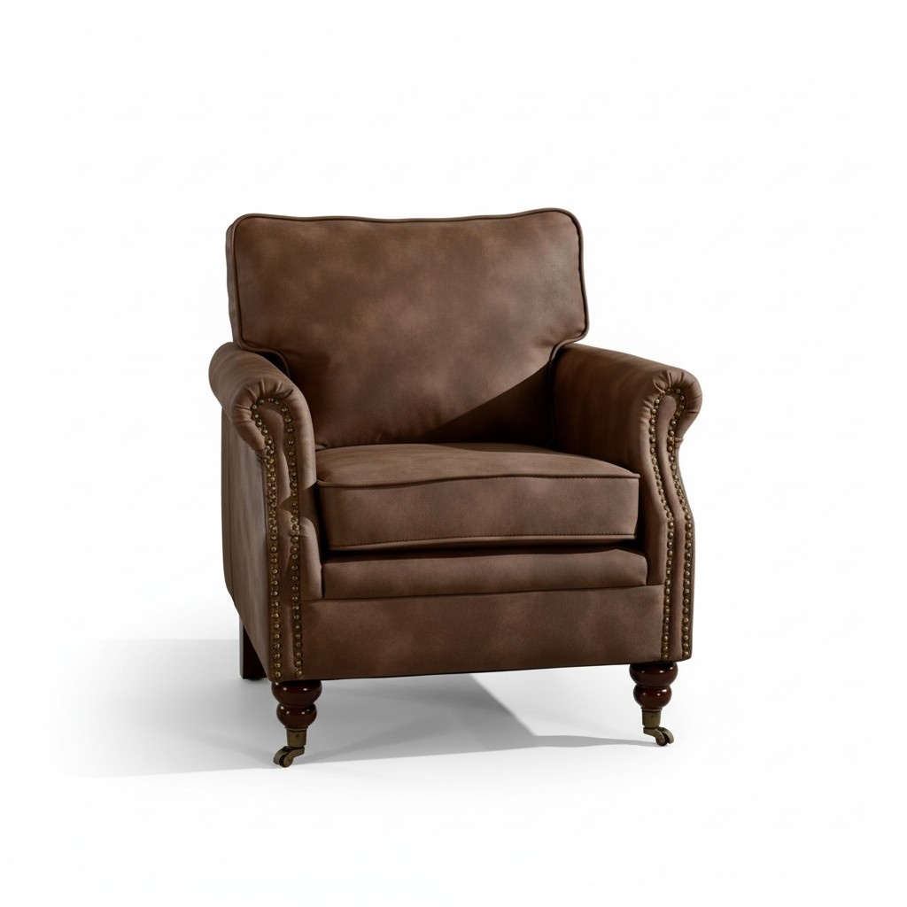 Design Classic Chesterfield Sessel Braun Leder Einsitzer Echtleder Sessel