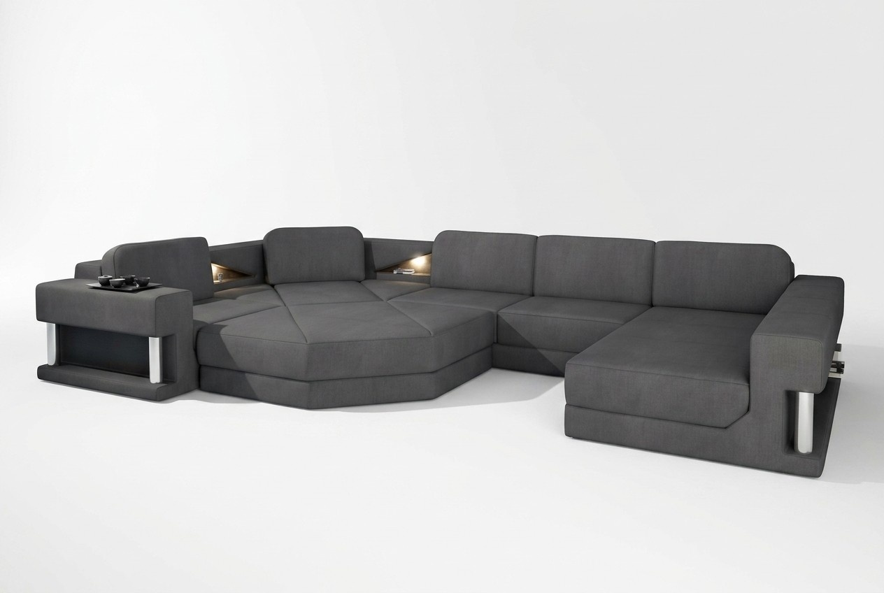 Design Couch Polster Textil Modern Schlaf Bettfunktion Ecksofa U-Form Sofa Stoff