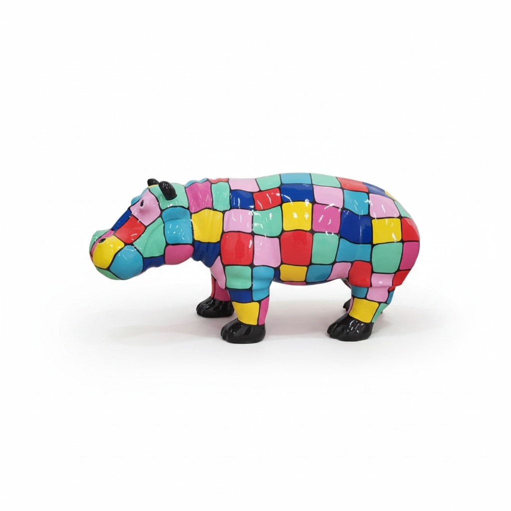 Design Dekoration Figur Nilpferd aus Kunststoff Skulptur Statuen 45x100cm