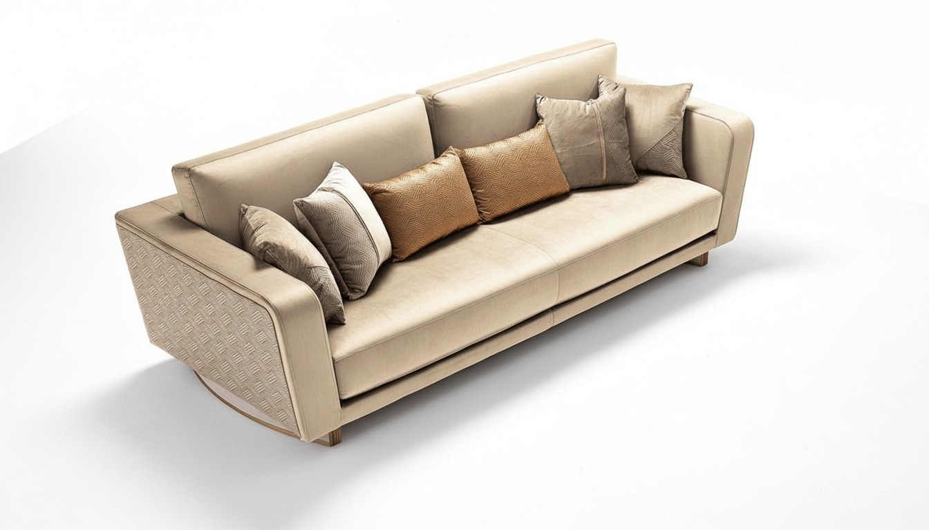 Design Dreisitzer Couch Polster Sofa Modern 3er Sofas Zimmer Möbel Beige Sitz