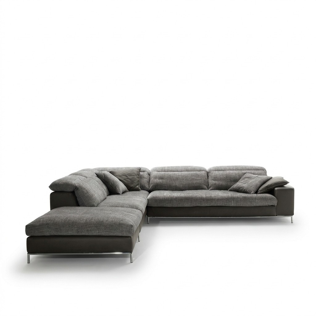 Design Ecksofa L-form Textile Couch Prianera Modern Sofas Polsterung Grau Neu