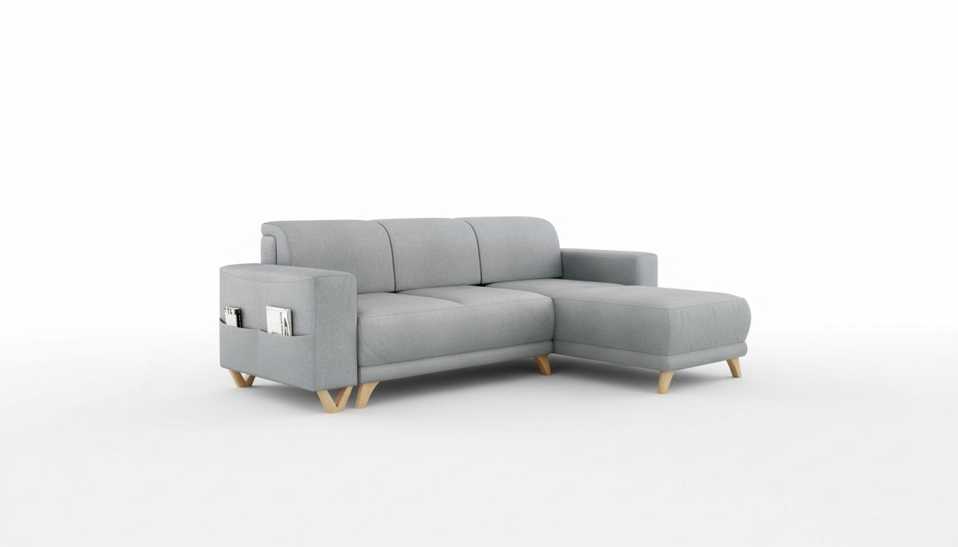 Design Ecksofa L-Form Sofa Couch Polster Schlafsofa Textil Bettfunktion