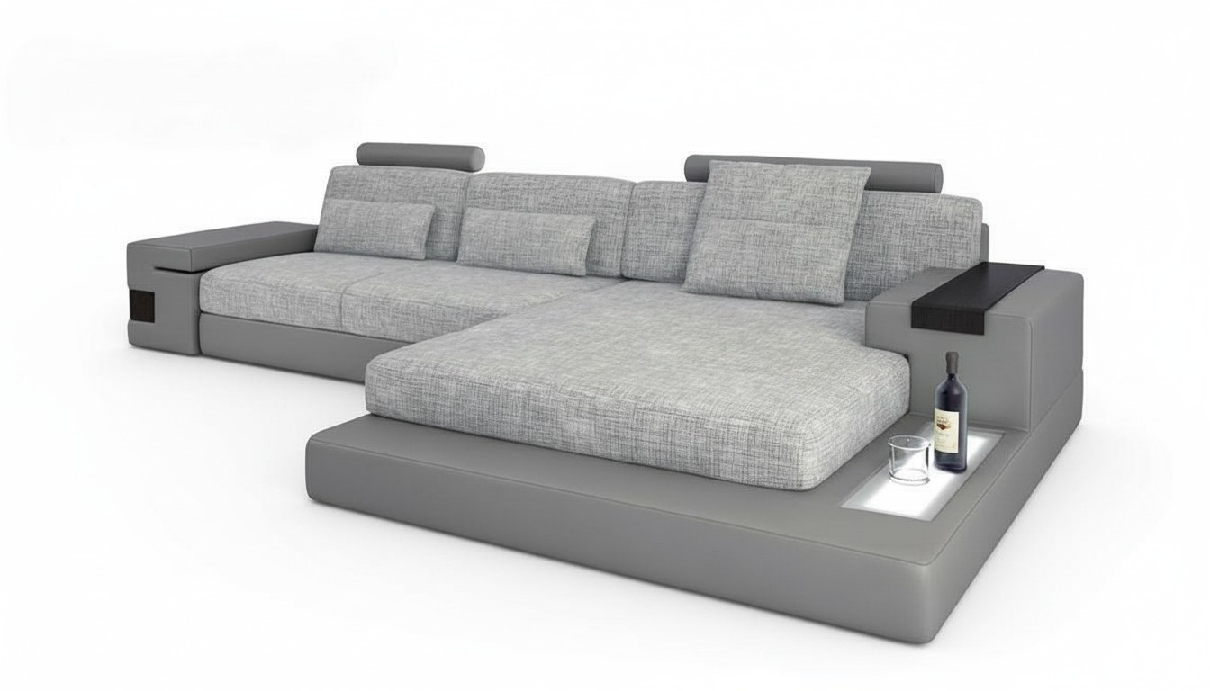Design Ecksofa Leder L-Form Modern Style Couch Polstermöbel Wohnzimmer