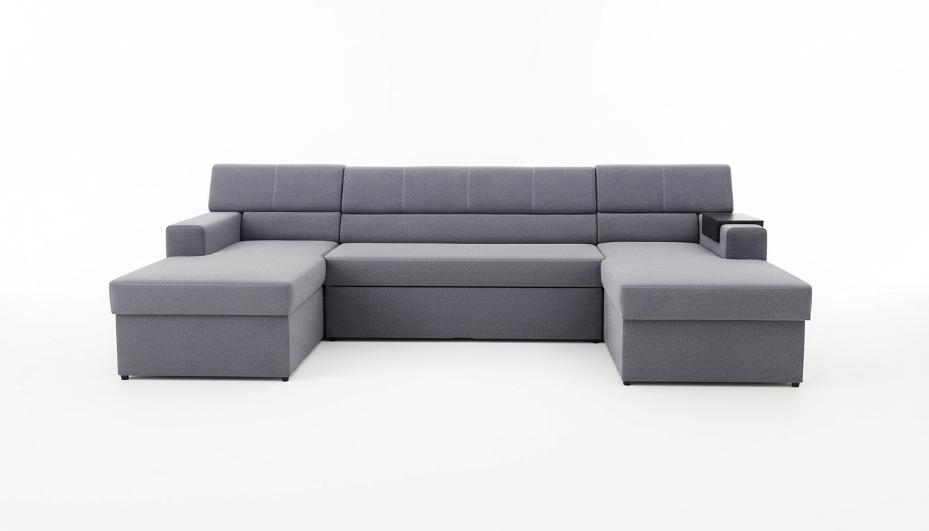 Design Ecksofa Markos U-form Bettfunktion Couch Hochtöner Leder Textil