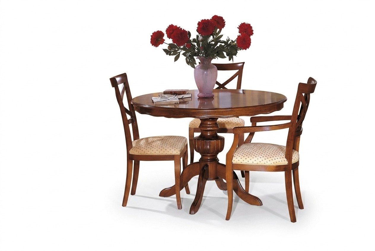 Design Ess Zimmer Rund Tisch Set Garnitur 4 tlg Sets Italienische Möbel Komplett