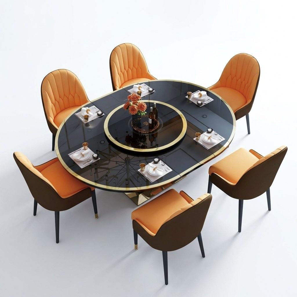 Design Ess Zimmer Stuhl Set Metall Tische Sessel 6x Stühle + Tisch Garnitur