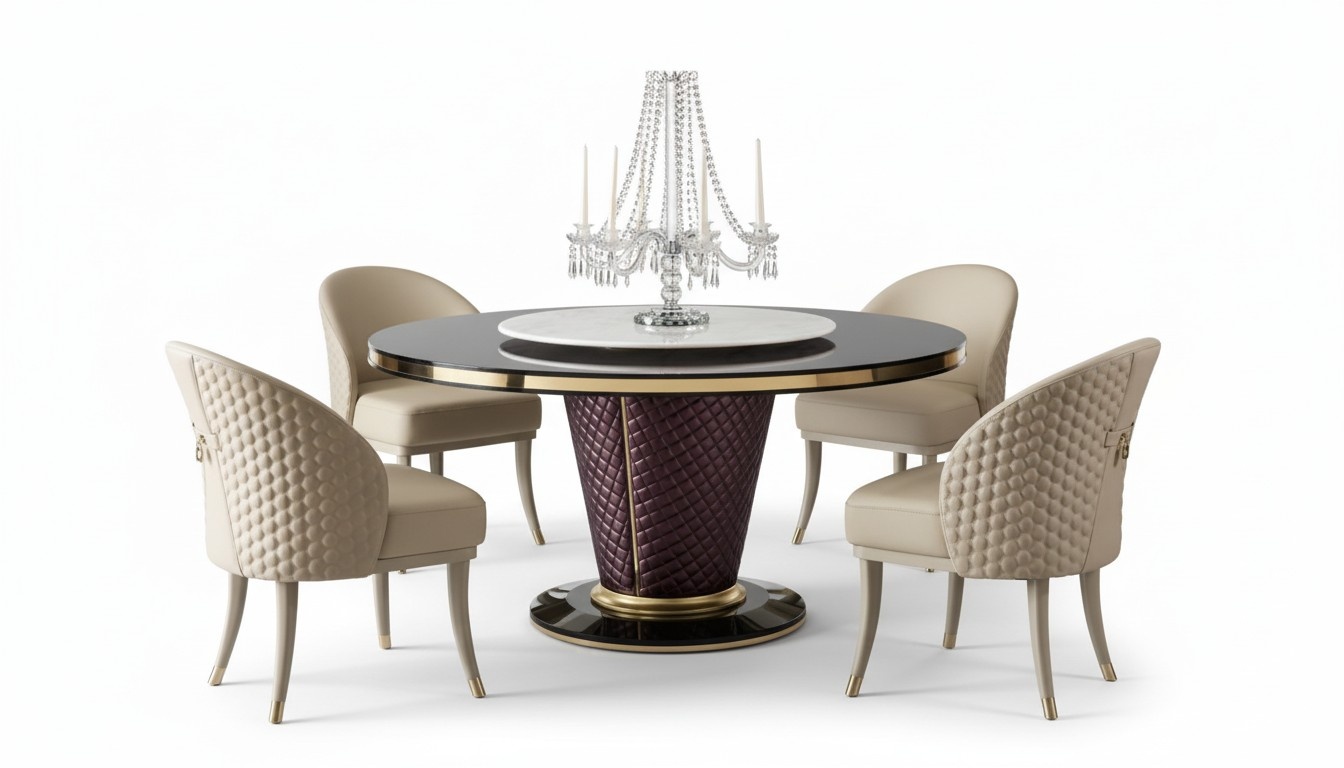 Design Esstisch Runder Tisch 6 Stühle Esszimmer Set Garnitur Stuhl Gruppe