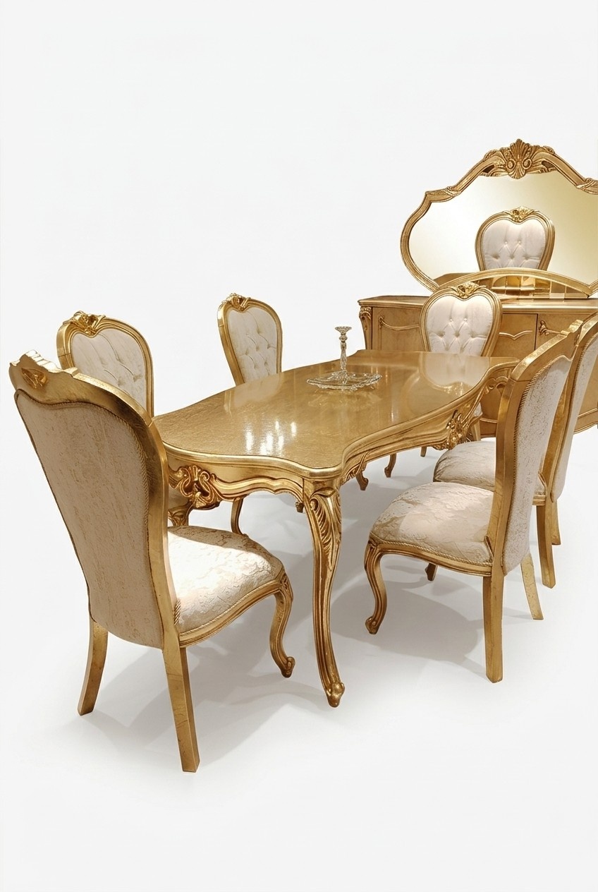 Design Esszimmer Komplett Esstisch + 6x Stühle Klassisch Möbel Holztisch