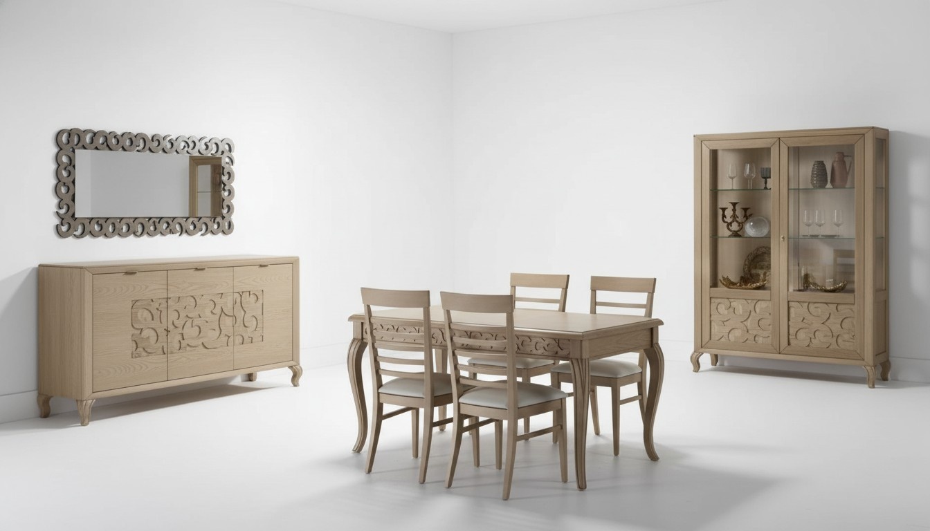 Design Esszimmer Set Esstisch 8tlg Holz Möbel Sideboard 4x Stühle Neu