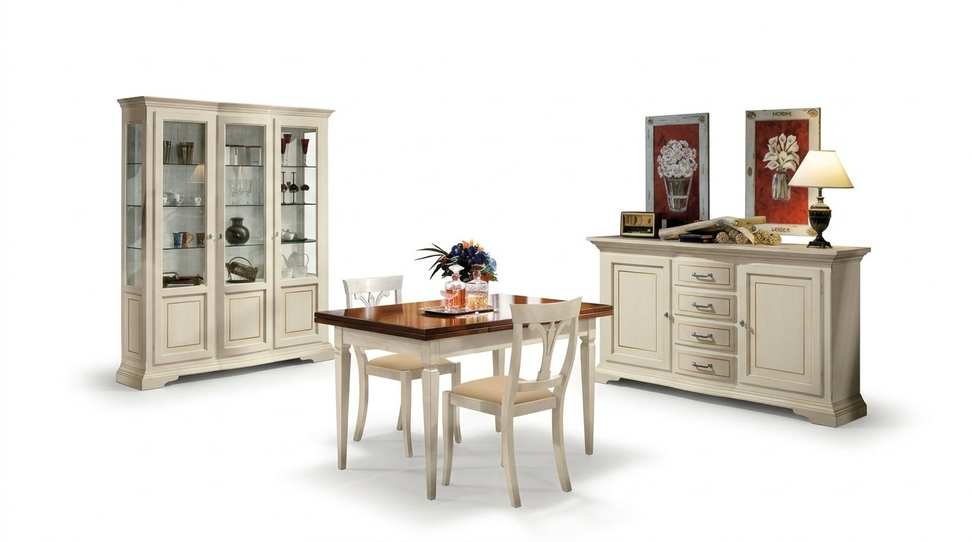 Design Esszimmer Set Garnitur 5tlg Holz Möbel Kommode 2x Stuhl Tisch Vitrine Neu