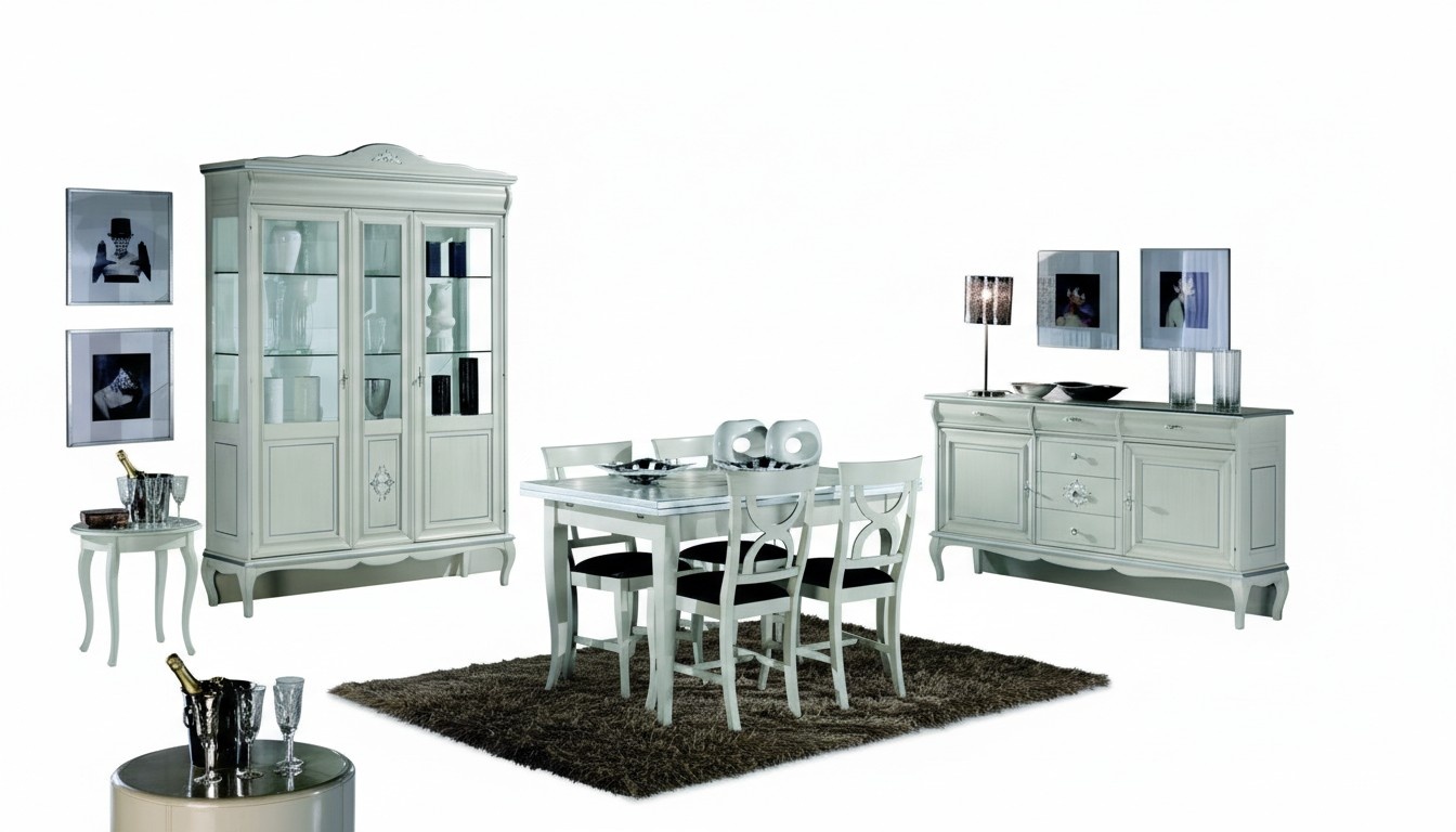 Design Esszimmer Set Garnitur 7tlg Holz Möbel Kommode 4x Stuhl Tisch Vitrine Neu