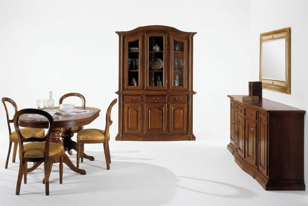 Design neue Esszimmer Set 7pcs Holzmöbel Kommode Kommode 4x Stuhl Tisch Vitrine neue