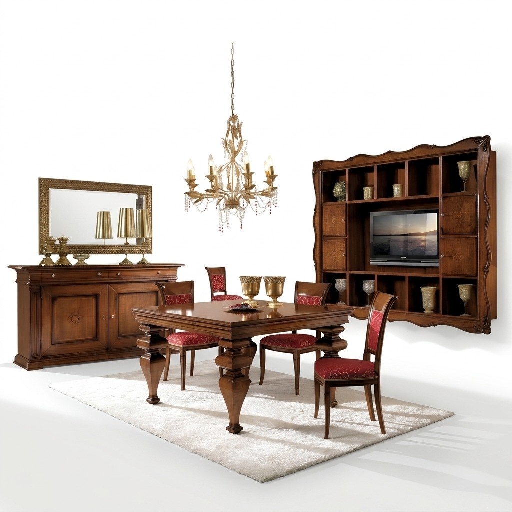 Design Esszimmer Set Garnitur Holz Möbel Kommode 4x Stuhl Tisch Komplett 7tlg.