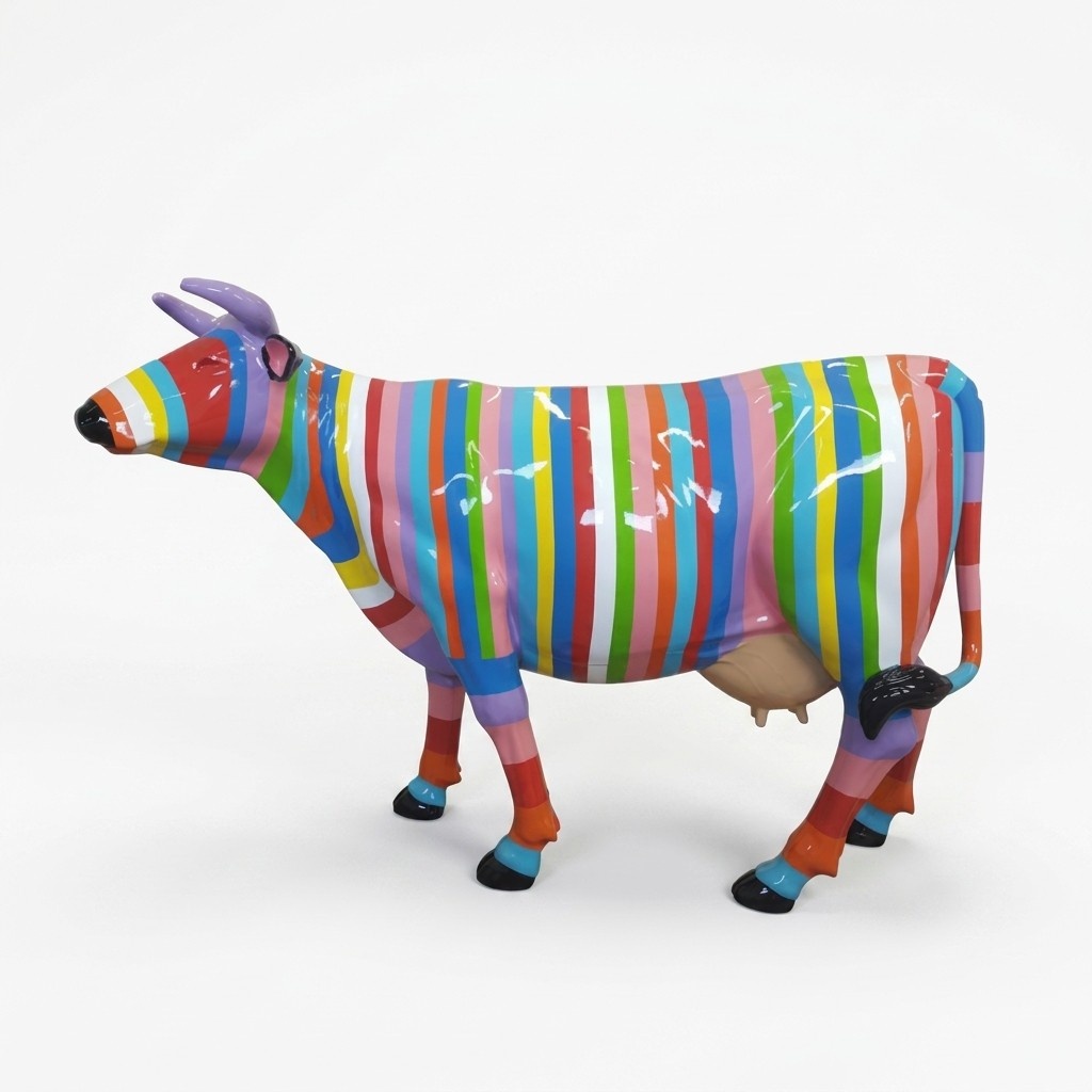 Design Figur Skulptur Bunt Bemalte Statue Deko 147x210m Garten Statuen