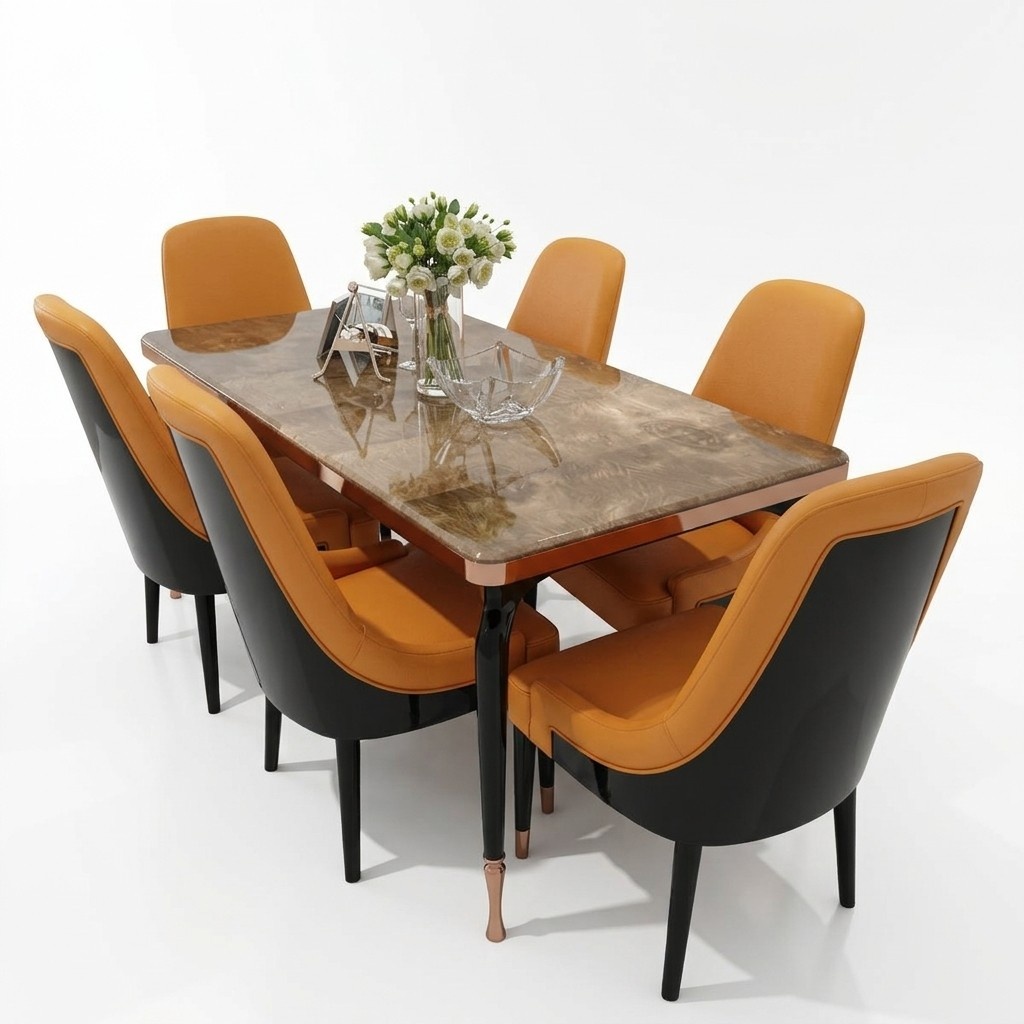 Design Hotel Möbel Tisch Gruppe + 6 Sessel Stühle Lehn Stuhl Tisch Ess Garnitur