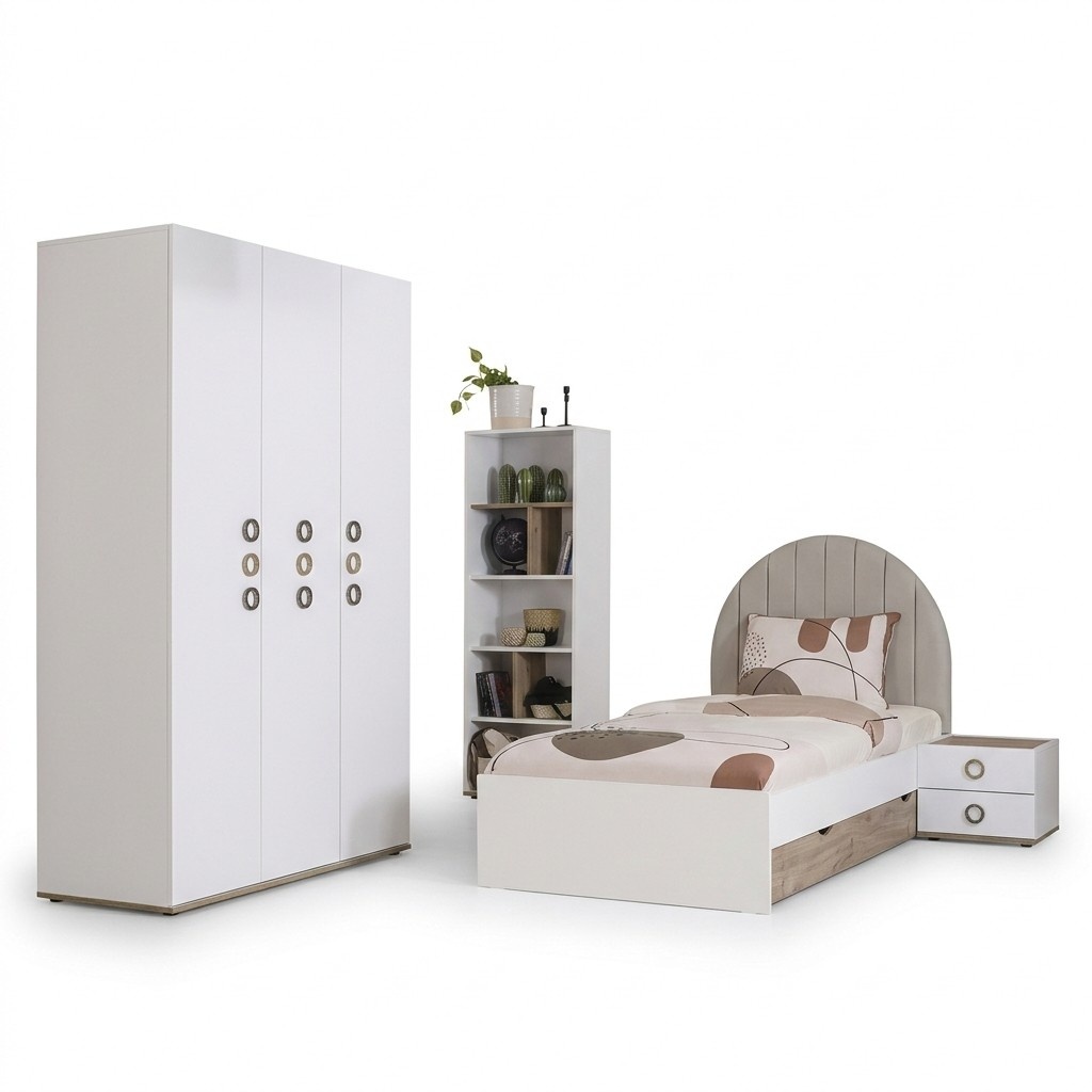 Design Kinderzimmer Komplete Bett Kindermöbel Holz Weiß Set 4tlg Neu