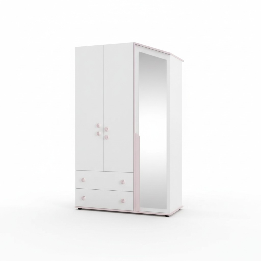 Design Kleiderschrank Holzschrank Schrank Möbel Holz Spiegel Weiß Neu