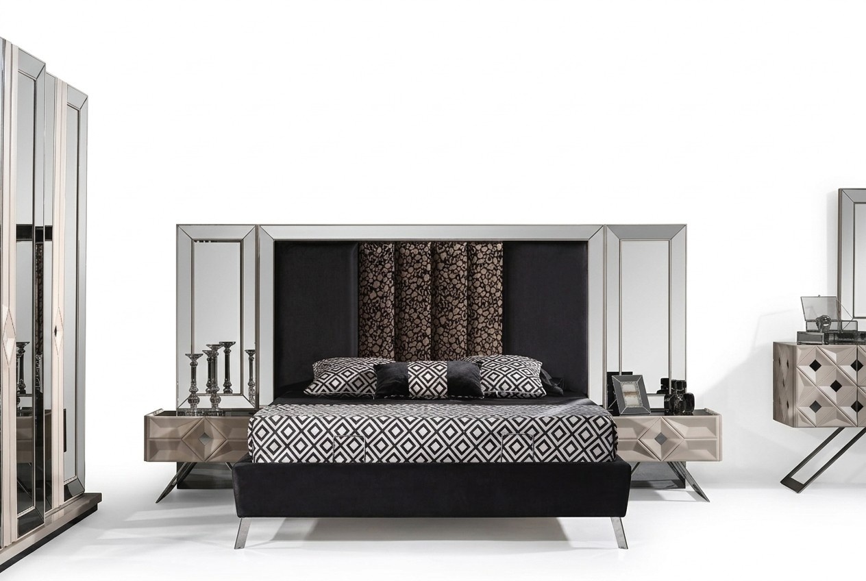 Design Komplett Möbel Moderne Schlafzimmer Bett 2x Nachttische Hochwertig