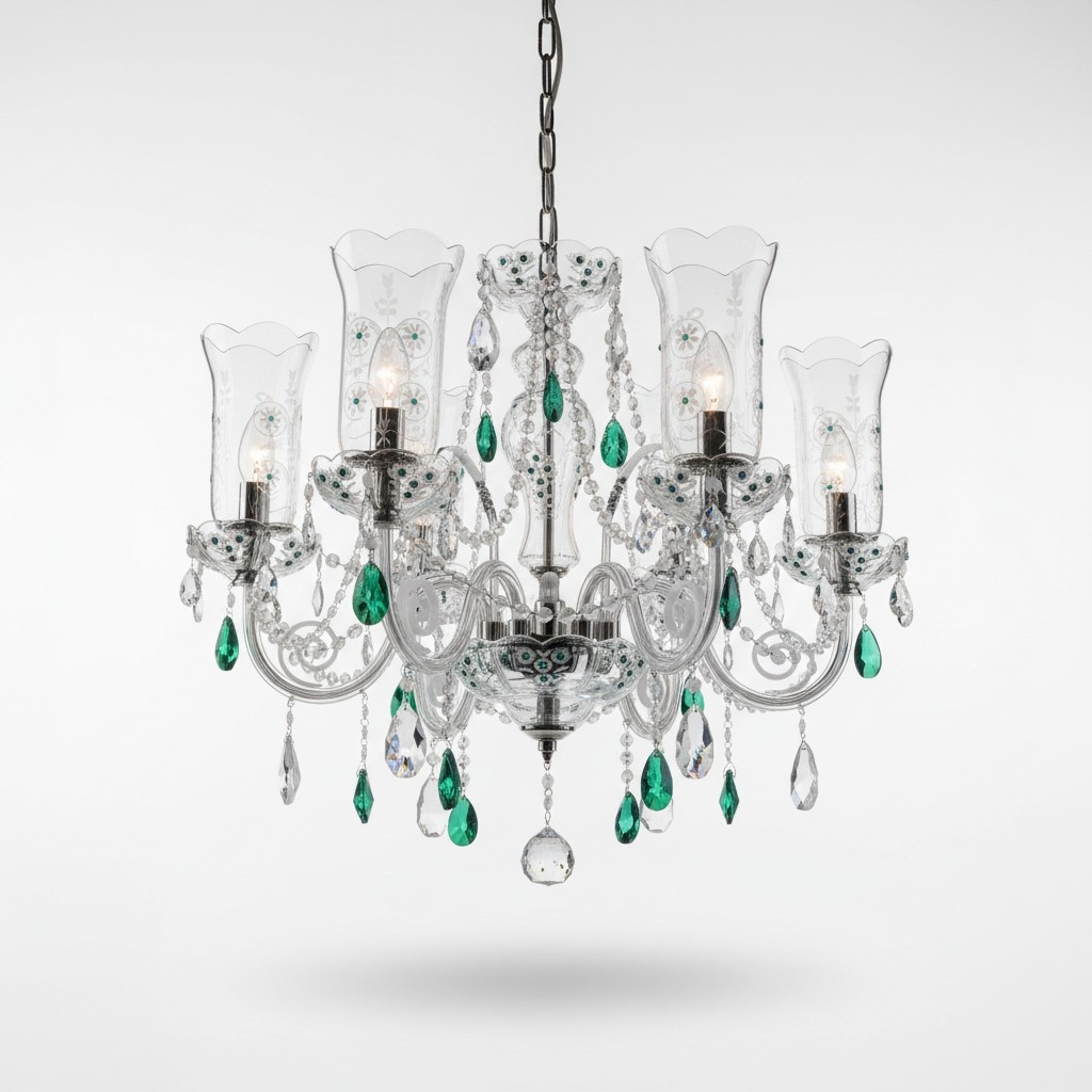 Design Kronleuchter Bohemia Decken Leuchte Blaue Kristall Lampe Lampen
