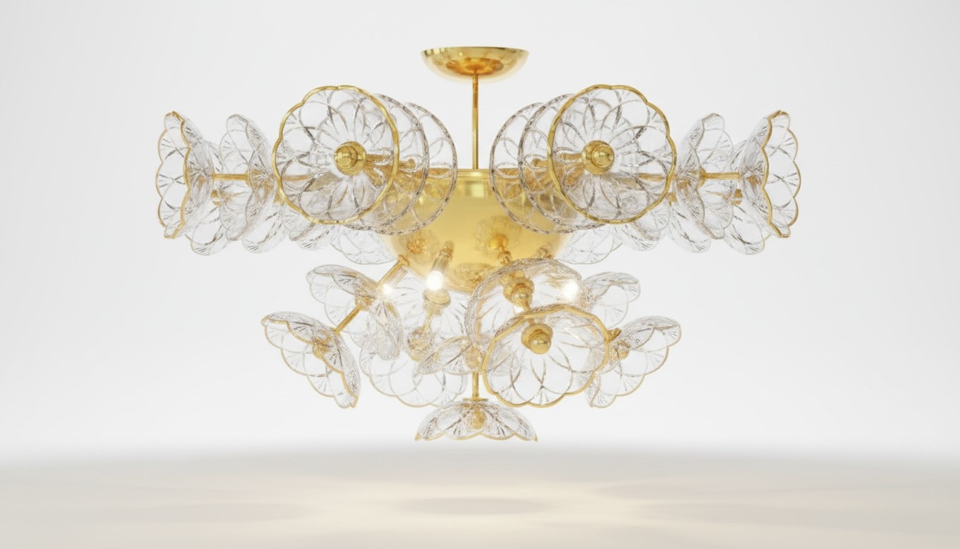 Design Kronleuchter Bohemia Leuchte Gold Kristall Lampe Lampen Leuchten