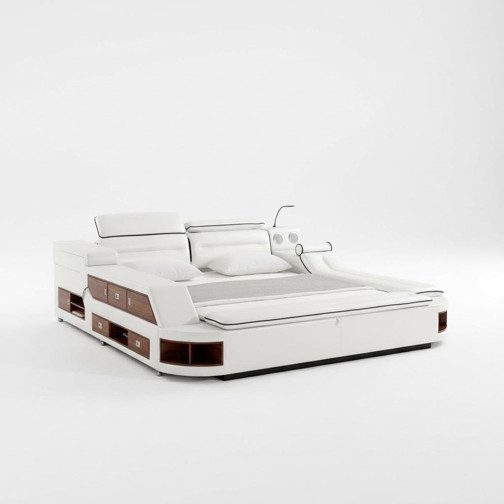 Design Leder Betten Hotel Doppel Ablage Massage Liege Multifunktions Bett