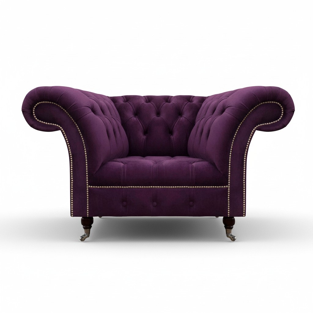 Design Lila Sessel Luxus Wohnzimmer Chesterfield Möbel Polstermöbel