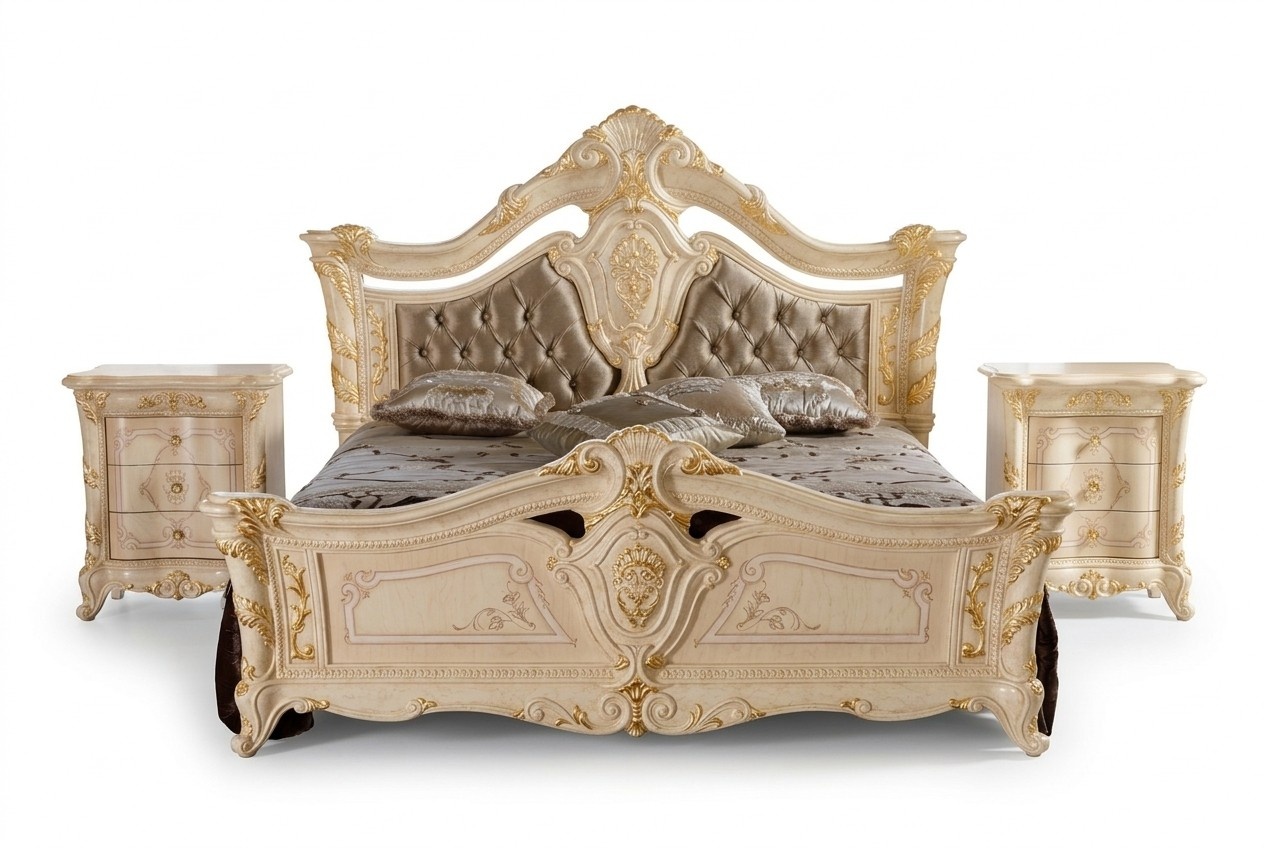 Design Luxus Doppel Hotel Betten Neu Schlafzimmer Massiv Holz Möbel Bett Polster