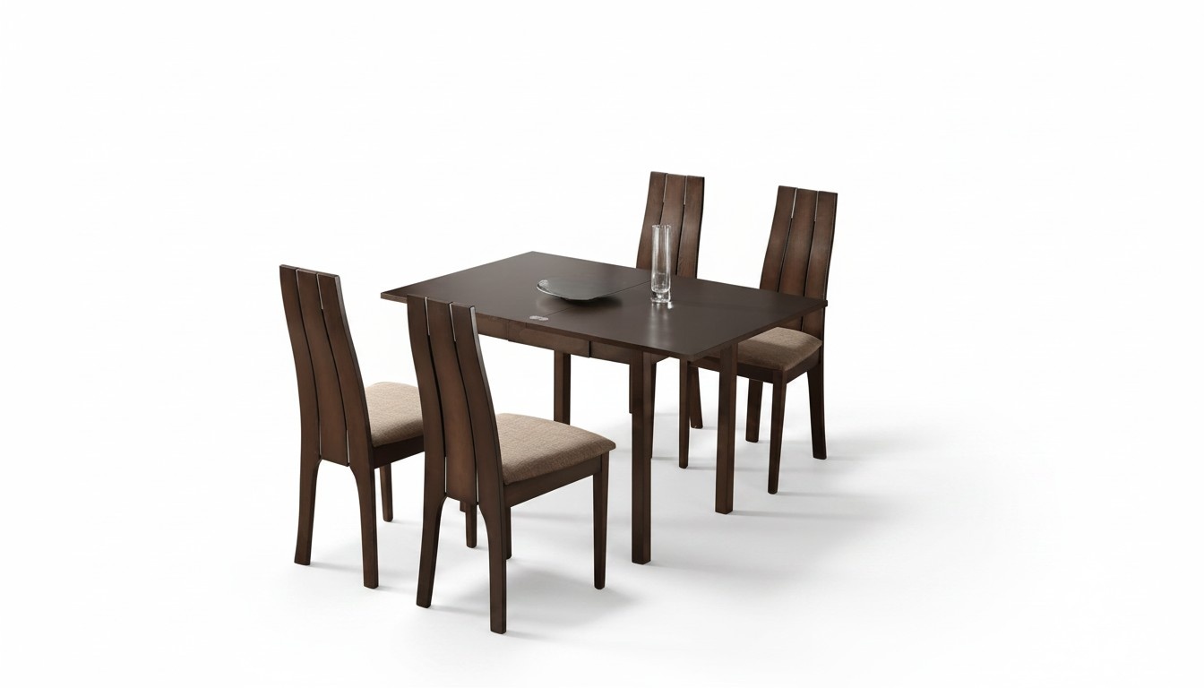 Design Luxus Holz Ess Tisch komplett Garnitur Tische + 4 Stühle Stuhl Lehn