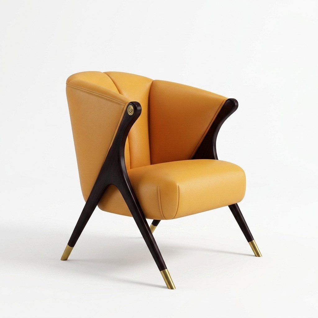 Design Luxus Orange Sessel Chair Sofa 1 Sitzer Fernseh Chaise Kunstleder