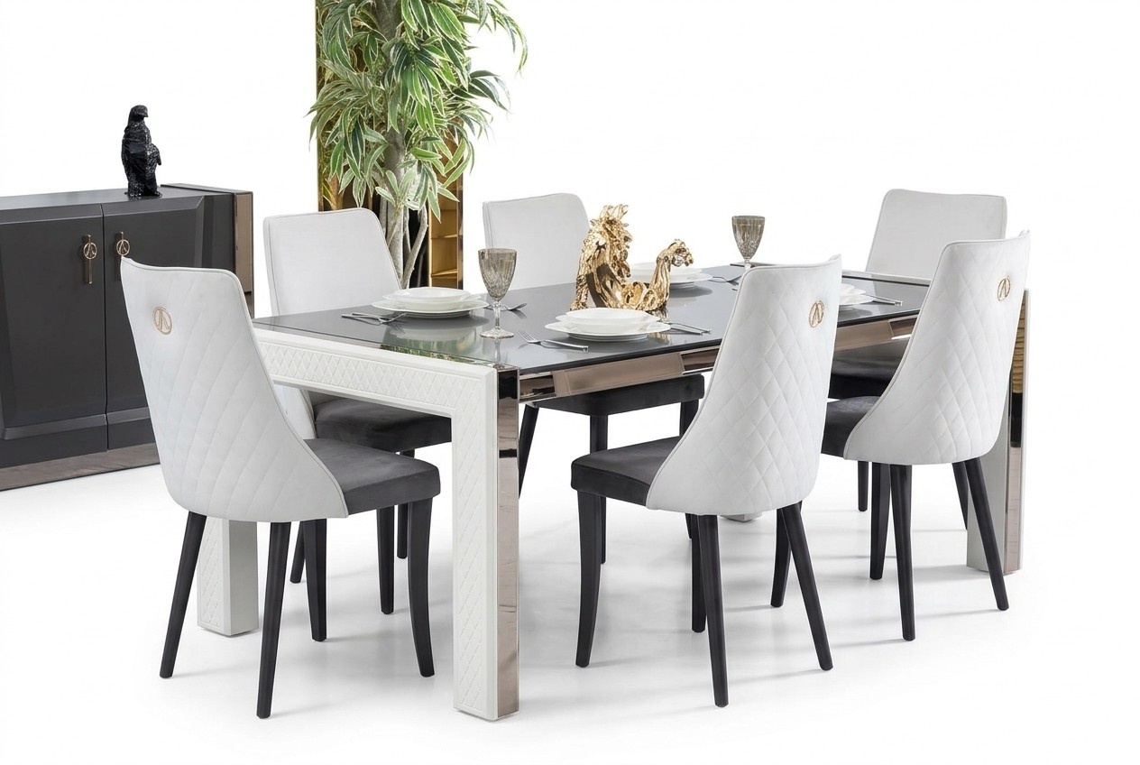 Design Luxus Tische Esszimmer Italienische Möbel Tisch Lehnstuhl 6x Stühle Neu