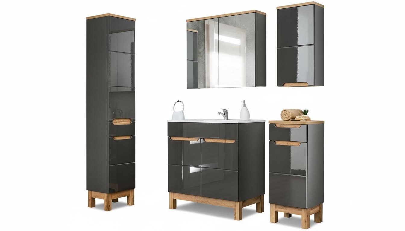 Design Möbel Badezimmer Bad Set Garnitur Schrank Waschbecken