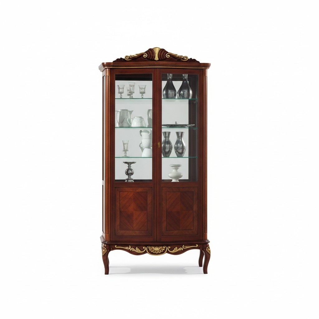 Luxuriöse Design Möbel Italienische Möbel Großer Holz Braun Vitrine Luxus Vitrineschrank