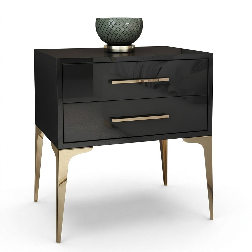 Design Nacht Tisch Konsole Beistell Schlaf Zimmer Metall Glanz Tische