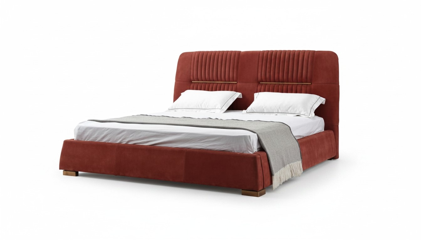 Design Rotes Doppelbett Bettgestelle Betten Holzbetten Textil Schlafzimmer Bett