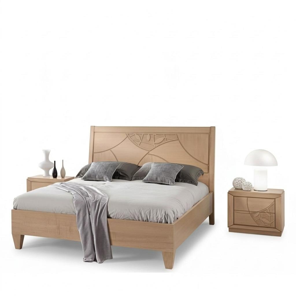 Design Schlafzimmer 3tlg. Bett 2x Nachttische Modern Luxus Betten Set
