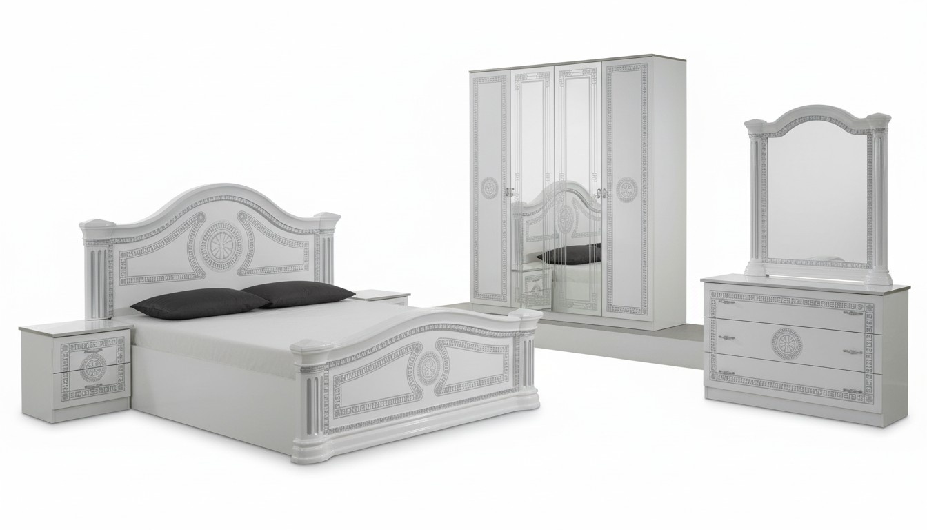 Design Schlafzimmer 3tlg. Bett 2x Nachttisch Klassischer Luxus Betten Set