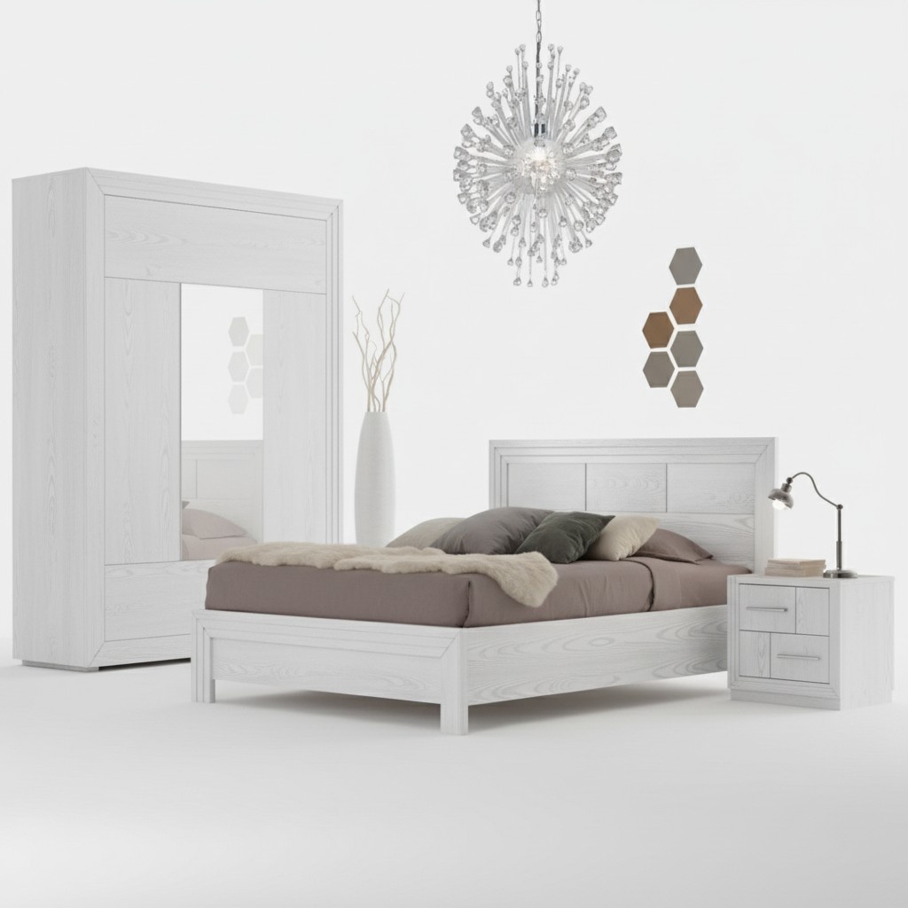 Design Schlafzimmer 3tlg. Bett 2x Nachttische Modern Luxus Set Möbel Neu