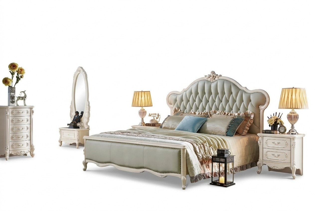 Design Schlafzimmer 5 tlg. Komplett Set Bett Nachttisch Schlafzimmer