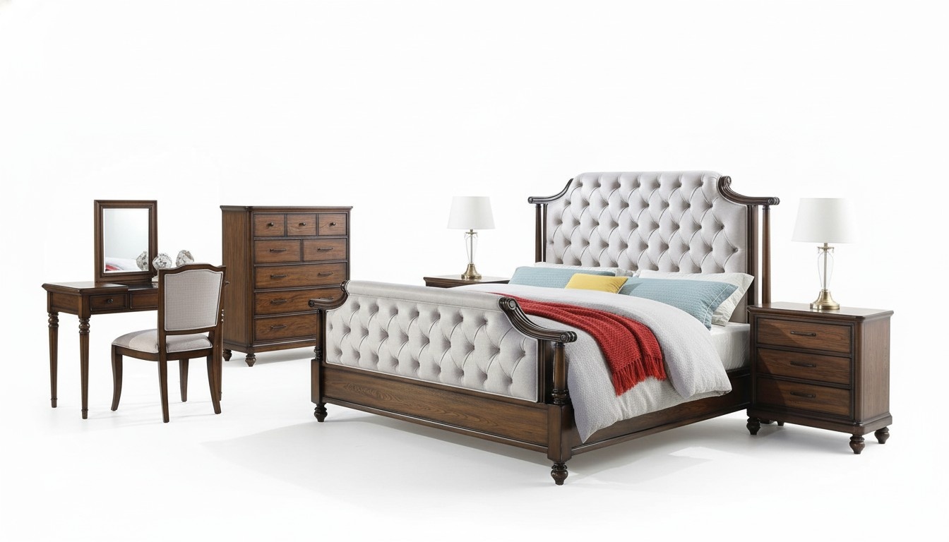 Design Schlafzimmer 6 tlg. Schlafzimmer Komplett Set Bett Nachttisch Kommode Neu