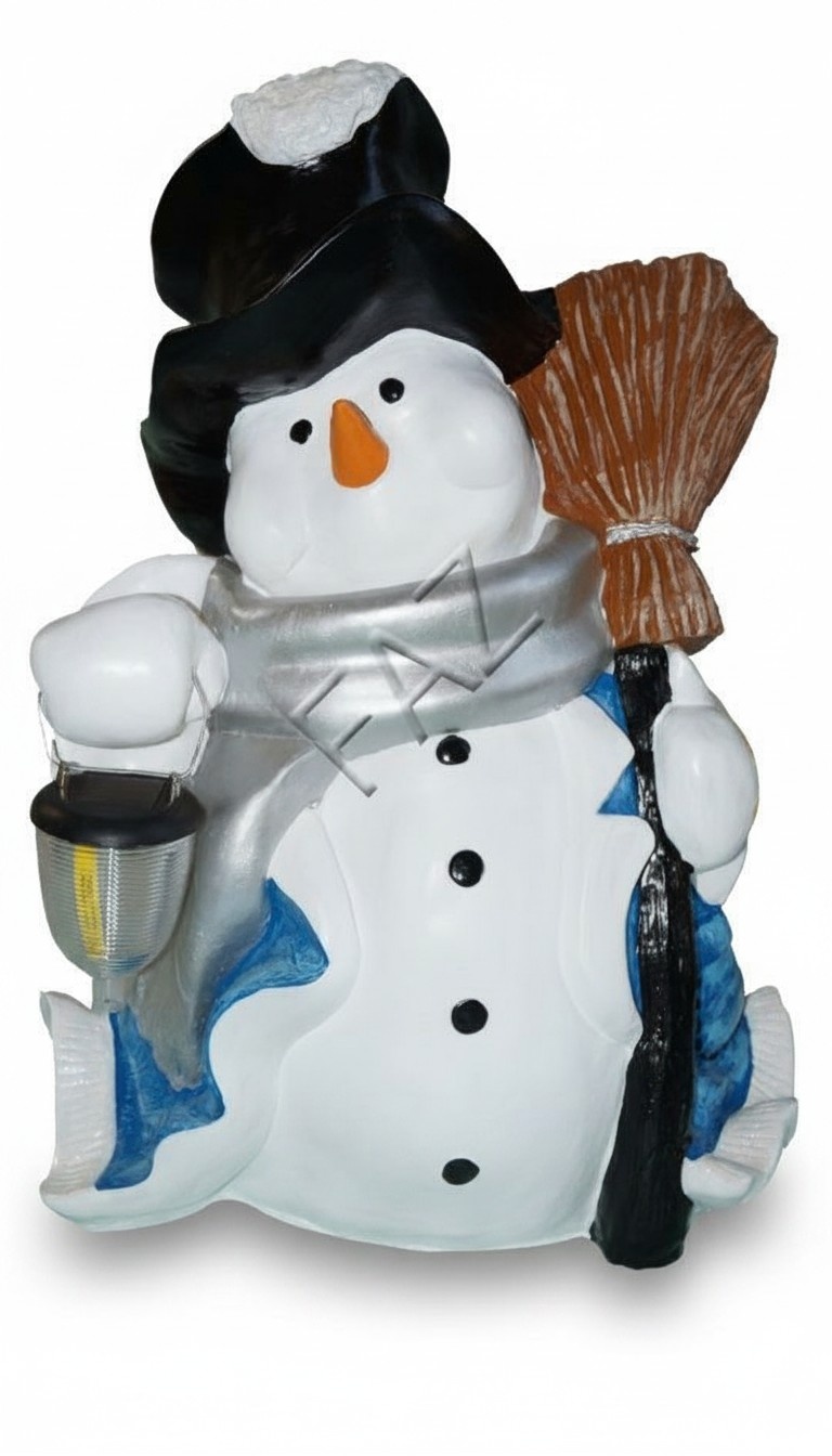 Design Schneemann mit Lampe Figur Garten Statue Skulptur Figuren Skulpturen Neu