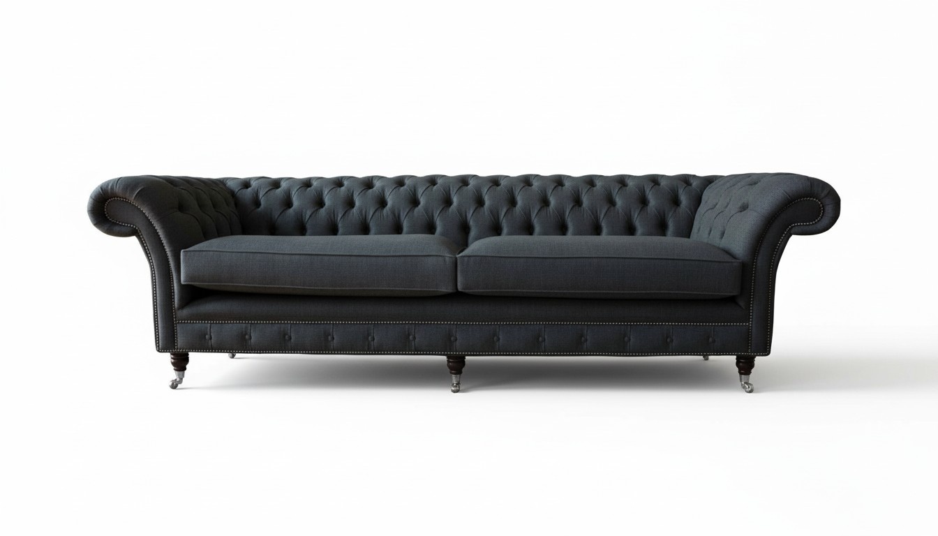 Design Sofa 4 Sitzer Couch Textil Polster Klassische Sofas Chesterfield
