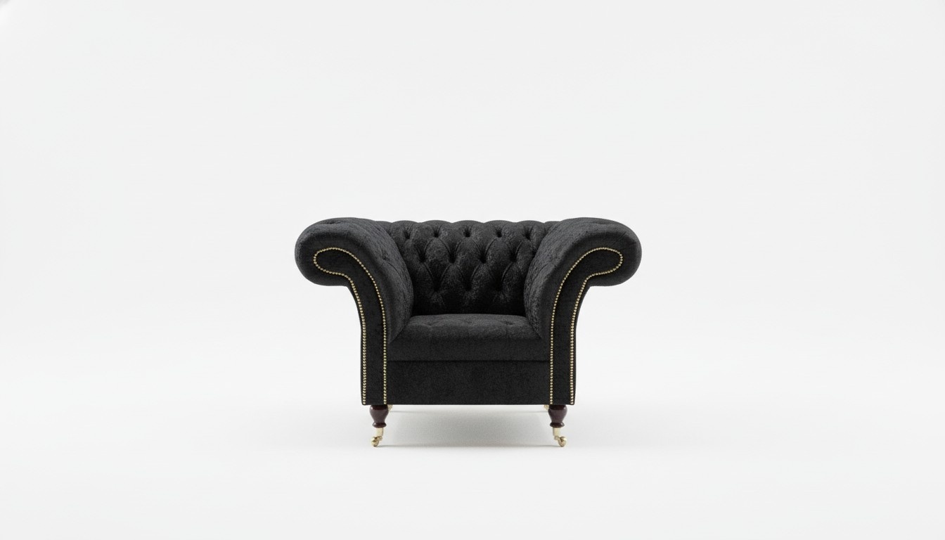 Design Sofa Sessel Couch Polster Luxus 1 Sitzer Textil Chesterfield Samt