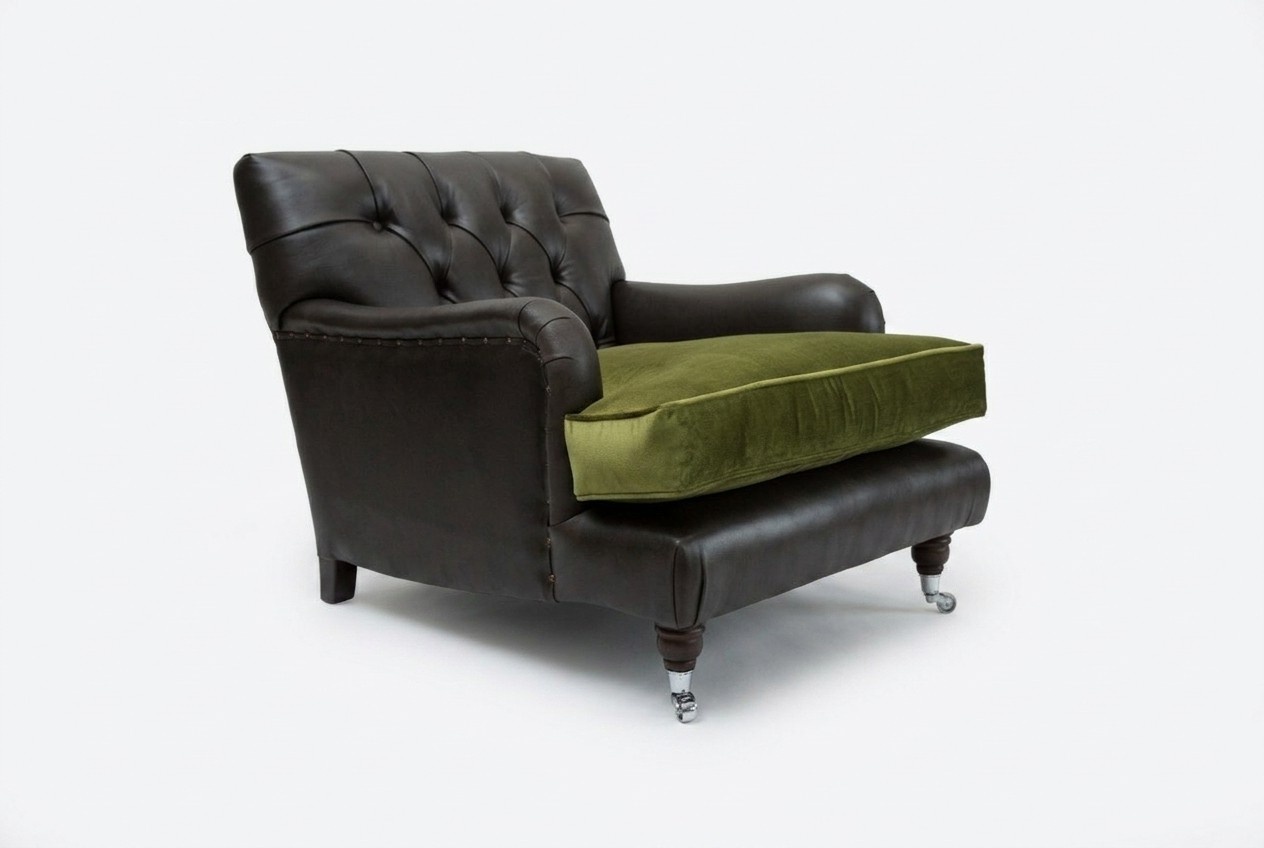 Design Sofa Sessel Couch Polster Luxus 1 Sitzer Textil Chesterfield Samt